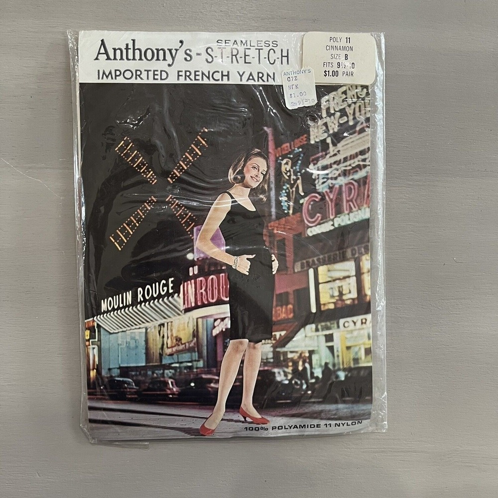 Vintage 1970s Anthony's Size B - 9.5-10 CINNAMON Seamless Nylon Stockings